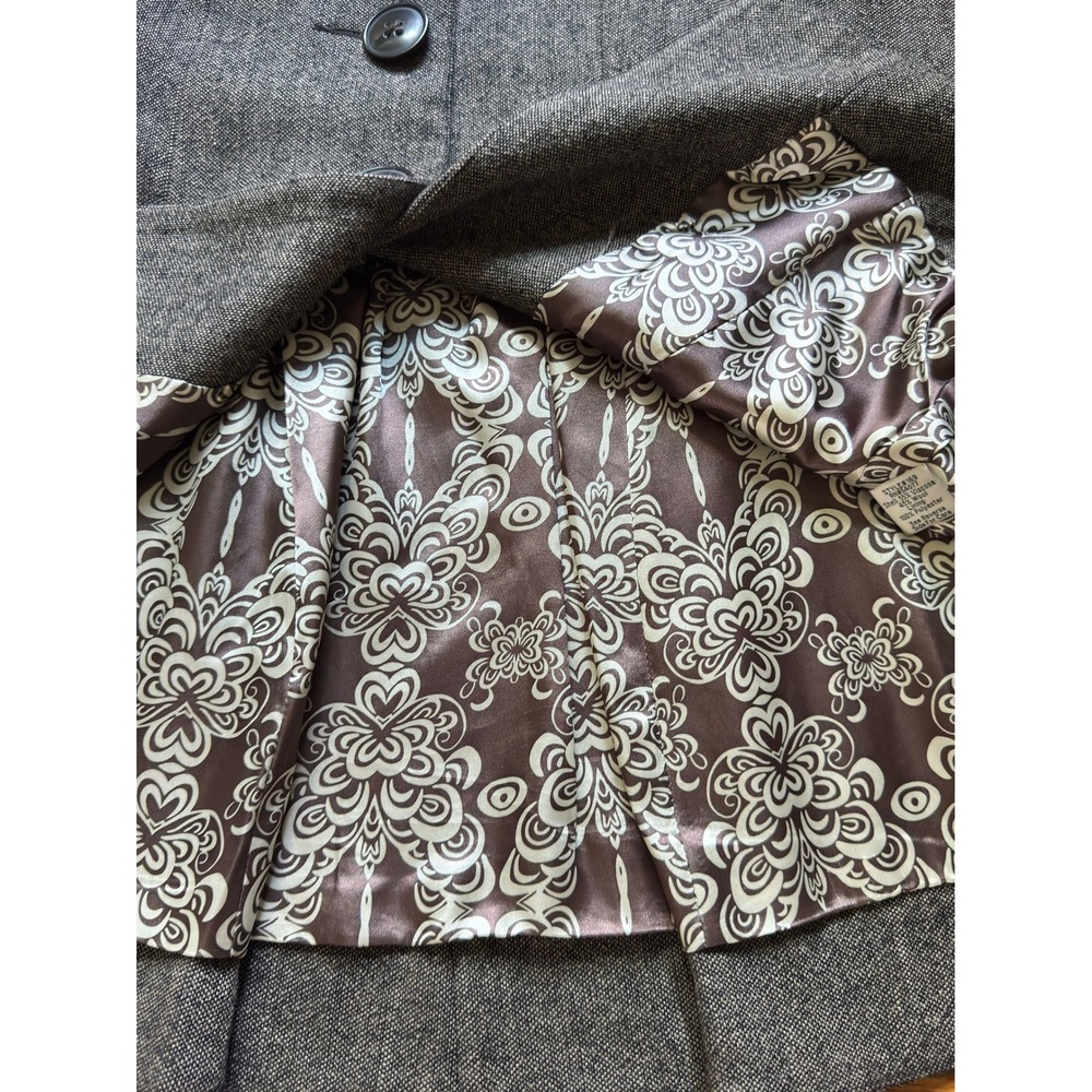 Womens Grey Herringbone Longline Pea Coat Button Front Jacket Grey - Picture 11 of 16